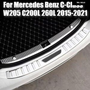 メルセデス ベンツ C クラス W205 C200L 260L 2015-2021 車用 ステンレス リア バンパー プロテクター トランク ドアプレート カバー トリム - D　Outside