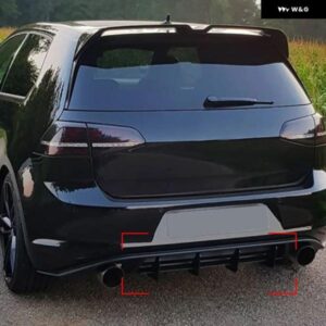 車用リア バンパー ディフューザー スポイラー リップ リア バンパー プロテクター リアサイドスプリッターリップ フォルクスワーゲン ゴルフ 7.5 R MK7.5 R - Black