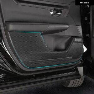 ホンダ CRV 2023 2024 2025 CR-V 第6世代 ハイブリッド車 ドアアンチキックカバー パッド PUレザーアクセサリー - Black