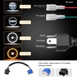ラングラー ヘッドライト 7インチ ラウンド LED ヘッドライト H4 ハイパワー 240W ダブル エンジェルアイズ ヘッドランプ ジープ JK ハレー 24000LM 6000K - 2　Pcs