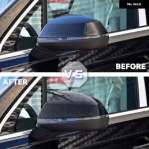 車用サイドドアバックミラー カバー キャップ アウディ Q5 Q5L SQ5 Q7 SQ7 FY 4M SLINE 2016-2020 - Bright　black