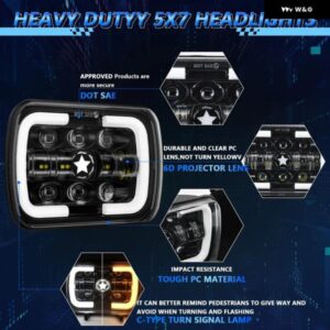 5X7/6X7 ハロー ヘッドライト DRL ハイロービーム ヘッドランプ H4 オフロード 12V 24V 4X4 ラングラー YJ チェロキー XJ 車 トラック アクセサリー - 2pcs