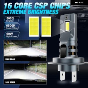 2個 H7 LED ヘッドライト 20000LM CSP チップ LED H11 9005 9006 9012 HB3 HB4 60W 6500K 車用 電球 ターボ フォグランプ 12V ヘッドランプ - H7