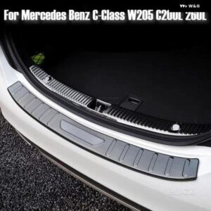 メルセデス ベンツ C クラス C200L 260L W205 2015-2021 車用 ステンレス リア バンパー プロテクター トランク ドアプレート カバー トリム - A　Outside　1PCS