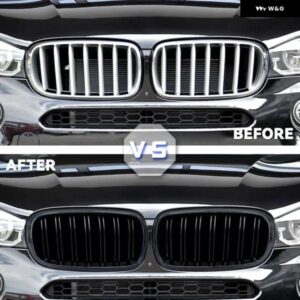 フロント バンパー グリル デュアル2スラットキドニー グリル BMW X5 X6 M F15 F16 F85 F86 14-17 ABSグロスブラック レーシング グリル - Double　Line　Black