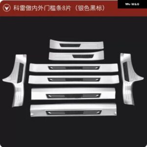 ルノー コレオス 2017-2020 ステンレス リア バンパー プロテクター 車ドアカバー トリム ドアシルプレート内側と外側 - D