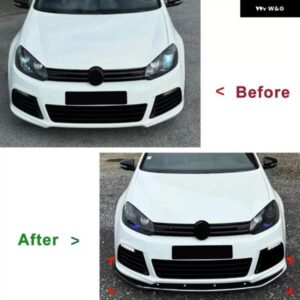 車用フロント バンパー スポイラー リップアンダースプリッターブレード フォルクスワーゲン VW ゴルフ 6 MK6 R 2010-2013 - Gloss　black
