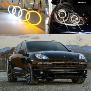 ポルシェ カイエン 958 92A 2010 - 14 超高輝度スイッチバックデイライトウィンカーLEDエンジェルアイキット ハローリング