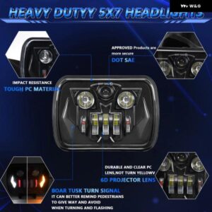 200W 7インチ ラングラー スクエア ヘッドライト 30000LM 6000K/3500K 3色 ヘッドランプ ジープ チェロキー DRL ウィンカー ヘッドライト 9-32V - 2　Pcs