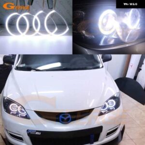 マツダ 3 スピード マツダ スピード BK 2003 - 08 デイライト 超高輝度 COB LED エンジェルアイキット ハローリング