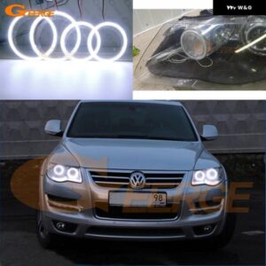 フォルクスワーゲン VW トゥアレグ 7L 2003 - 10 デイライト 超高輝度 COB LED エンジェルアイ ハローリング - 03-06　xenon　HD