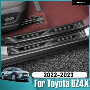 カーアクセサリー トヨタ BZ4X 2022-2023 ステンレス スレッショルドガード トランク スレッショルドガードプレート 傷防止 - Silver　Brushed　C
