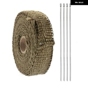 2.5M X 5M オートバイ マフラー断熱ベルト耐熱ストラップ - Khaki