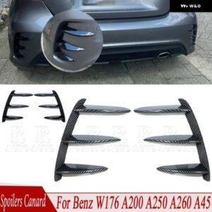 ベンツ メルセデス W176 A200 A250 A260 A45 1ペア 車用 ブラック カーボン柄 リア バンパー スプリッター スポイラー AMG - 1Pair　Black