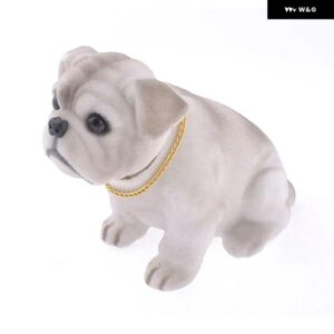 愛らしいホワイトライトグレー首を振るブルドッグ犬用デコレーションカー