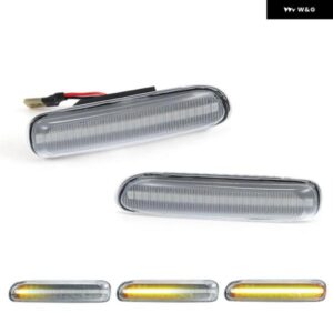 2個 BWM E46 3シリーズ セダン クーペ ツーリング カブリオレ コンパクト リムジン LED サイドマーカーランプ フェンダー ウィンカーライト - Smoked　Dynamic　Amber