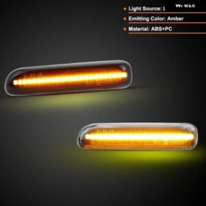 2個 BWM E46 3シリーズ セダン クーペ ツーリング カブリオレ コンパクト リムジン LED サイドマーカーランプ フェンダー ウィンカーライト - Clear　Dynamic　Amber