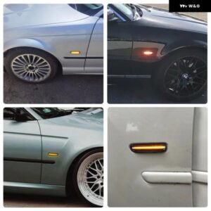 2個 BWM E46 3シリーズ セダン クーペ ツーリング カブリオレ コンパクト リムジン LED サイドマーカーランプ フェンダー ウィンカーライト - Clear　Normal　Amber