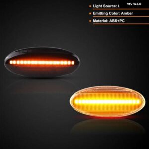 スマート フォーフォー W453 2014年以降 クリアスモークレンズ LED サイドマーカーランプ フェンダー ウィンカー ダイナミック アンバー ライト 2個 - Smoked　Dynamic　Amber