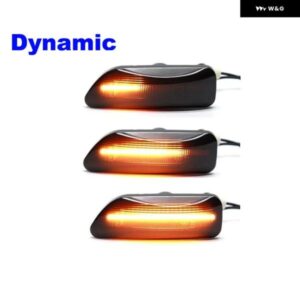 ボルボ S60 S80 V70 XC70 XC90 クリアスモークレンズ LED サイドマーカーランプ アンバー サイドフェンダー ウィンカーライト 2個 - Smoked　Dynamic　Amber