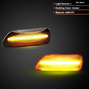 ボルボ S60 S80 V70 XC70 XC90 クリアスモークレンズ LED サイドマーカーランプ アンバー サイドフェンダー ウィンカーライト 2個 - Smoked　Normal　Amber
