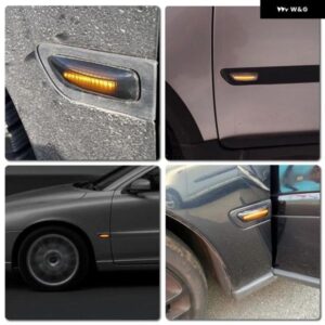 ボルボ S60 S80 V70 XC70 XC90 クリアスモークレンズ LED サイドマーカーランプ アンバー サイドフェンダー ウィンカーライト 2個 - Clear　Dynamic　Amber