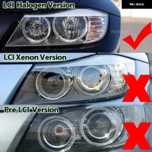 20W/ペア ハイパワーエンジェルアイ 電球 BMW E90 E91 LCI ハロゲン ヘッドライト 2009-2011 CSL CS スタイル レモンイエロー LED マーカーライト - 2pc　Lemon-yellow