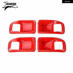 ジープ ラングラー JK 2011-17 インテリアドアハンドルボウル 装飾 カバー カスタムパーツ アクセサリー 交換用部品 互換品 - red　4　pcs