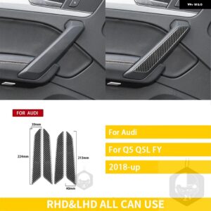 アウディ Q5 Q5L 2018-2023 アクセサリーカーボンインテリア自動ドアアームレスト パネルトリム ステッカー 装飾 カスタムパーツ アクセサ - Black Carbon