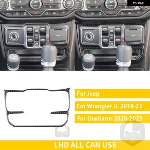 ジープ グラディエーター 2020-23 アクセサリーカーボン車内スタート AC 窓昇降パネルトリム ステッカー カスタムパーツ アクセサリー 交換 - 3　lhd　black