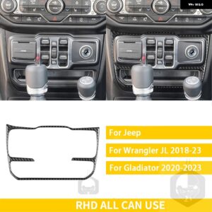 ジープ グラディエーター 2020-23 アクセサリーカーボン車内スタート AC 窓昇降パネルトリム ステッカー カスタムパーツ アクセサリー 交換 - 3　rhd　black