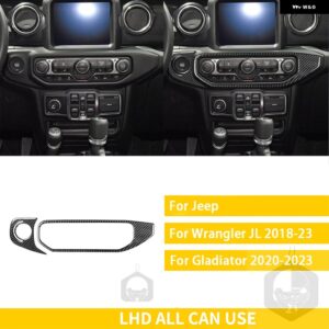 ジープ グラディエーター 2020-23 アクセサリーカーボン車内スタート AC 窓昇降パネルトリム ステッカー カスタムパーツ アクセサリー 交換 - 4　lhd　black