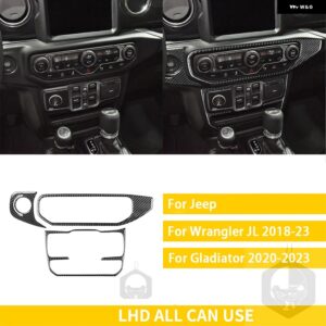 ジープ グラディエーター 2020-23 アクセサリーカーボン車内スタート AC 窓昇降パネルトリム ステッカー カスタムパーツ アクセサリー 交換 - 5　lhd　black