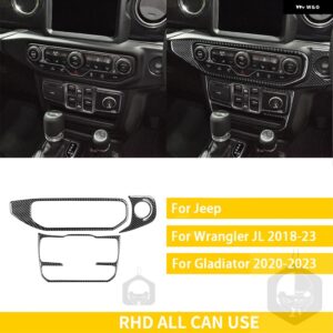 ジープ グラディエーター 2020-23 アクセサリーカーボン車内スタート AC 窓昇降パネルトリム ステッカー カスタムパーツ アクセサリー 交換 - 5　rhd　black