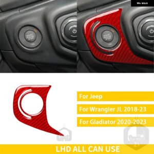 ジープ グラディエーター 2020-23 アクセサリーカーボン車内スタート AC 窓昇降パネルトリム ステッカー カスタムパーツ アクセサリー 交換 - 1　lhd　red