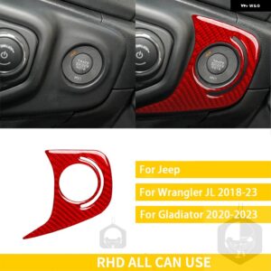 ジープ グラディエーター 2020-23 アクセサリーカーボン車内スタート AC 窓昇降パネルトリム ステッカー カスタムパーツ アクセサリー 交換 - 1　rhd　red