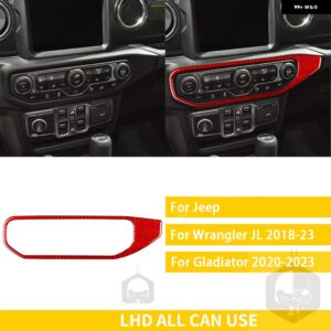 ジープ グラディエーター 2020-23 アクセサリーカーボン車内スタート AC 窓昇降パネルトリム ステッカー カスタムパーツ アクセサリー 交換 - 2　lhd　red