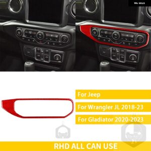 ジープ グラディエーター 2020-23 アクセサリーカーボン車内スタート AC 窓昇降パネルトリム ステッカー カスタムパーツ アクセサリー 交換 - 2　rhd　red