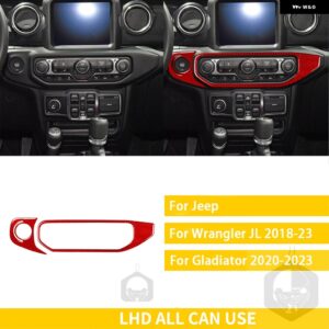 ジープ グラディエーター 2020-23 アクセサリーカーボン車内スタート AC 窓昇降パネルトリム ステッカー カスタムパーツ アクセサリー 交換 - 4　lhd　red