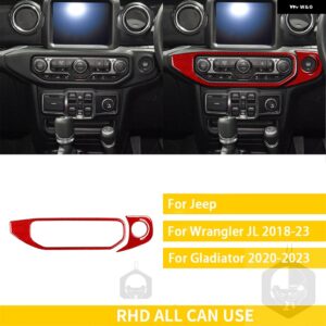 ジープ グラディエーター 2020-23 アクセサリーカーボン車内スタート AC 窓昇降パネルトリム ステッカー カスタムパーツ アクセサリー 交換 - 4　rhd　red