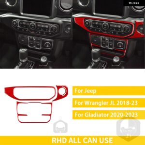 ジープ グラディエーター 2020-23 アクセサリーカーボン車内スタート AC 窓昇降パネルトリム ステッカー カスタムパーツ アクセサリー 交換 - 5　rhd　red