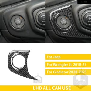ジープ グラディエーター 2020-23 アクセサリーカーボン車内スタート AC 窓昇降パネルトリム ステッカー カスタムパーツ アクセサリー 交換 - 1　lhd　black