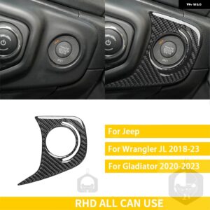 ジープ グラディエーター 2020-23 アクセサリーカーボン車内スタート AC 窓昇降パネルトリム ステッカー カスタムパーツ アクセサリー 交換 - 1　rhd　black