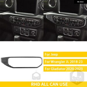 ジープ グラディエーター 2020-23 アクセサリーカーボン車内スタート AC 窓昇降パネルトリム ステッカー カスタムパーツ アクセサリー 交換 - 2　rhd　black