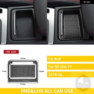 アウディ Q5 Q5L 2018-2023 アクセサリーカーボンインテリア中央制御ストレージ パネルカップホールドトリム ステッカー 装飾 カスタムパー - Black Carbon