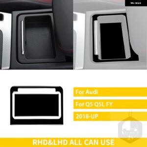アウディ Q5 Q5L 2018-2023 アクセサリーカーボンインテリア中央制御ストレージ パネルカップホールドトリム ステッカー 装飾 カスタムパー - Black plastic