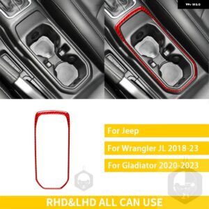 ジープ グラディエーター 2020-23 アクセサリーカーボンインテリアギアハンドブレーキパネルトリム ステッカー 装飾 カスタムパーツ アクセ - 2　red