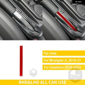 ジープ グラディエーター 2020-23 アクセサリーカーボンインテリアギアハンドブレーキパネルトリム ステッカー 装飾 カスタムパーツ アクセ - 3　red