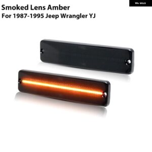 ジープ フル LED ストリップフロントフェンダーフレアサイドマーカー ライト ウィンカーライト 1987-1995 ラングラー YJ OEM CH2520111 と交 - smoked　lens　amber