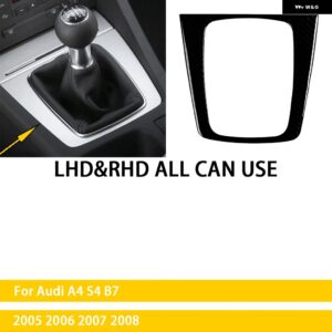 アウディ A4 S4 B7 2005 2006 2007 2008 アクセサリーカーボンカーインテリア自動マニュアルギアカバー トリム ステッカー 装飾 カスタムパ - Black plastic Manual